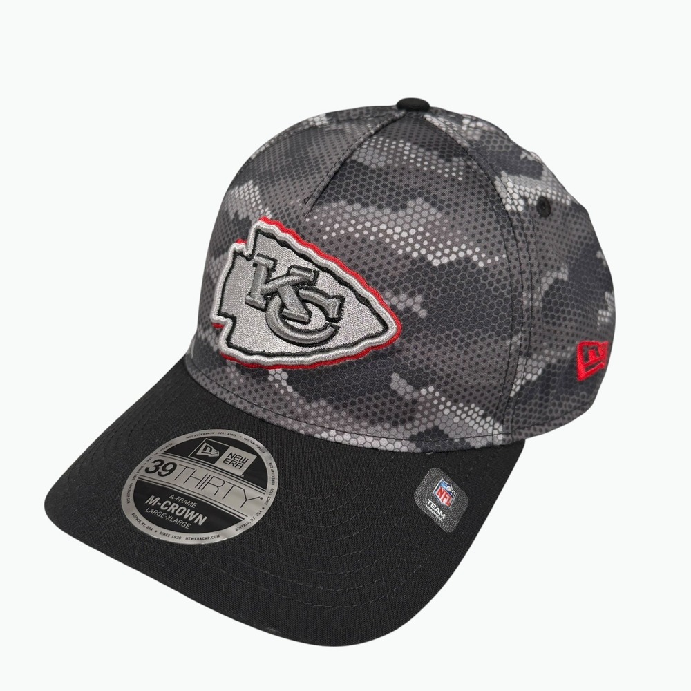 New Era Kansas City Chiefs Hat Men L/XL Grey Camo 39THIRTY A-Frame M-Crown